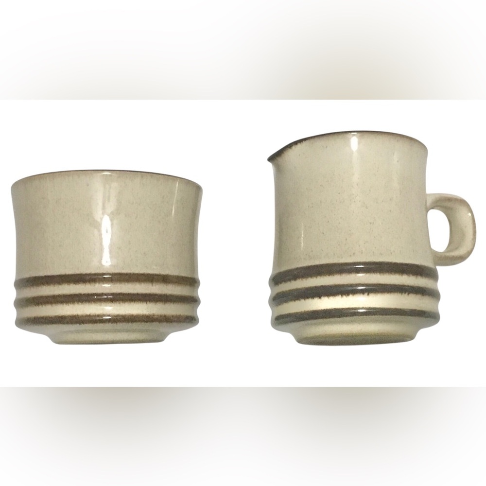 Vintage Denby ‘Sahara’ Stoneware creamer & open sugar bowl